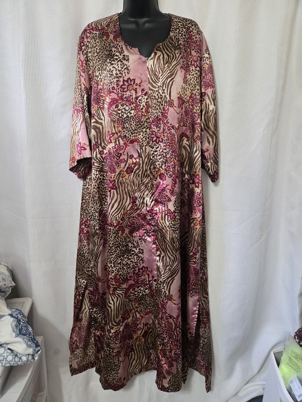 Premier Pink & Brown Floral-Animal Print Maxi Night Gown